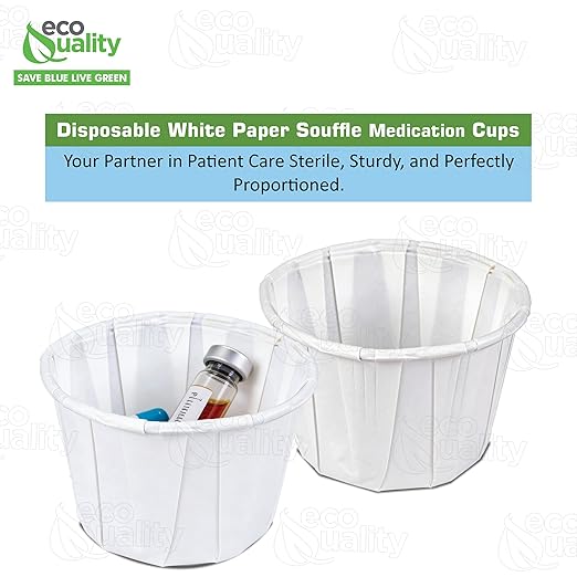 Disposable White Paper Medicine Cup with Rolled Rim