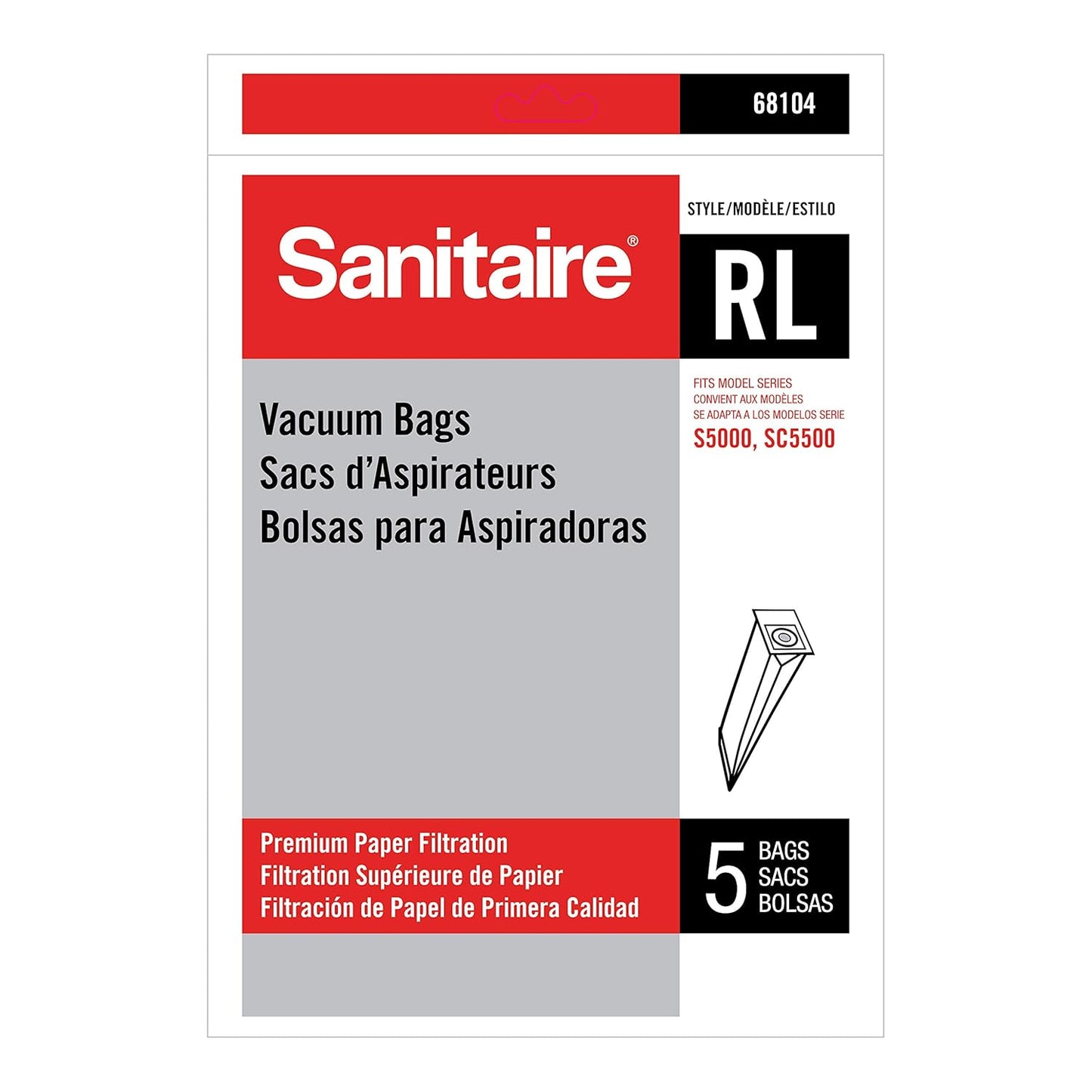 Sanitaire White RL Premium Paper Bags 68104 for EON Upright Vacuums