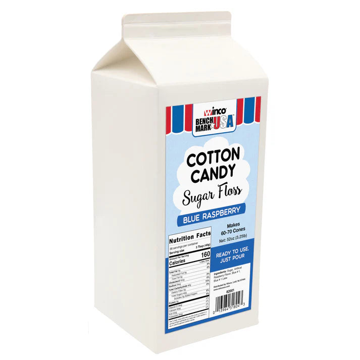(Blue Raspberry, Bubblegum, Cherry, Grape, Pink Vanilla, Strawberry) Benchmark Cotton Candy Floss 6 Ctn/Case flavored sugar floss for your cotton candy machines. Colorful cotton candy are always a fan favorite at any small or large gathering event.