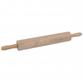 hardwood rolling pin stantorn trading with 2-3/4" diameter and a 15" barrel, providing a smooth and sturdy surface for rolling dough. The ergonomic handles ensure a comfortable grip, making it ideal for baking and pastry preparation. Durable and easy to clean, this classic rolling pin is a great addition to any kitchen.