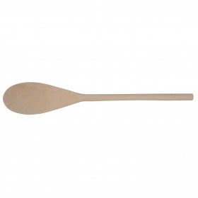 12-inch long wooden spoon stanton trading made of sturdy hardwood, featuring an oval-shaped bowl and a smooth handle, ideal for mixing, stirring, and cooking.