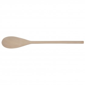 14-inch long wooden spoon stanton trading made of sturdy hardwood, featuring an oval-shaped bowl and a smooth handle, ideal for mixing, stirring, and cooking.