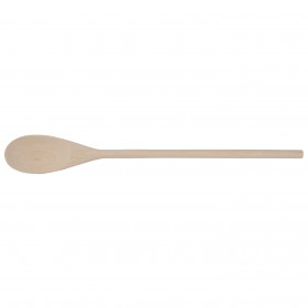 18-inch long wooden spoon stanton trading made of sturdy hardwood, featuring an oval-shaped bowl and a smooth handle, ideal for mixing, stirring, and cooking.