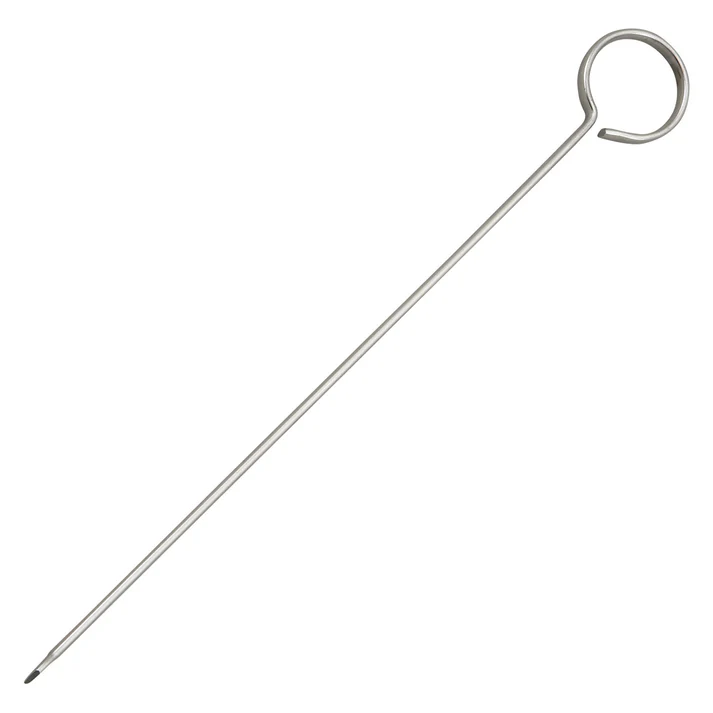 (10", 12", 8") Skewers 5/Pack is ideal for use with steak bites, peppers, onions, and other meats and vegetables. By twisting the skewer, the chef can make sure every side of the product gets cooked evenly, the flat needle keeps food from turning while cooking/grilling. A must-have in any restaurant or outdoor event.