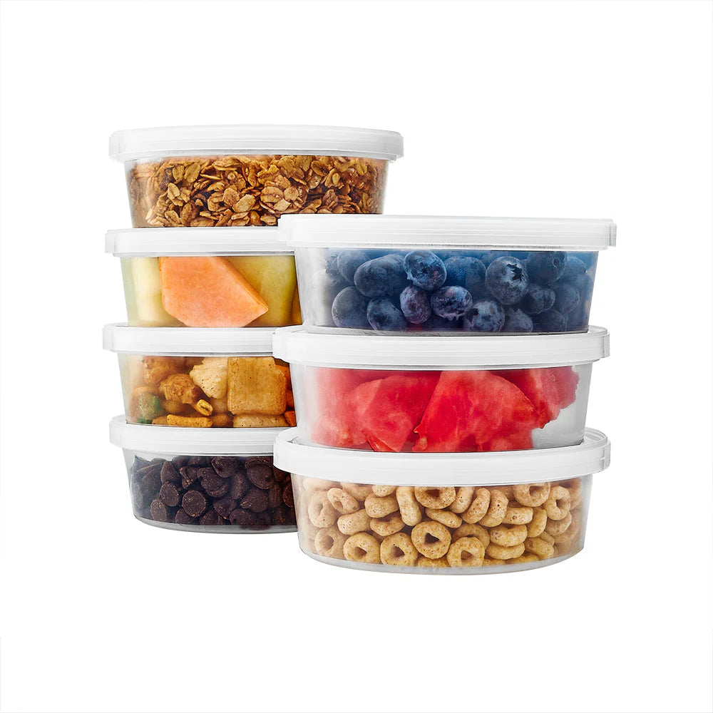  8oz deli container with lid. Leak-proof, microwave-safe, and freezer-friendly. Perfect for sauces, dips, dressings, and leftovers. Great for home, restaurants, and food storage needs.