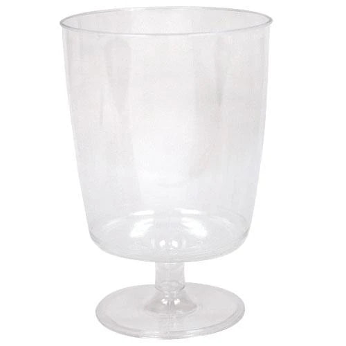 Elegant 8oz Footed Wine Glass – premium disposable stemware for weddings, parties, and events. Perfect for serving wine, champagne, and cocktails with style and convenience.