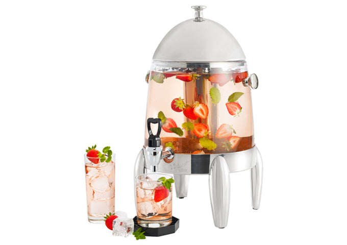Winco 908 3.1-Gal Beverage Dispenser with Ice Core & Stainless Lid/Base