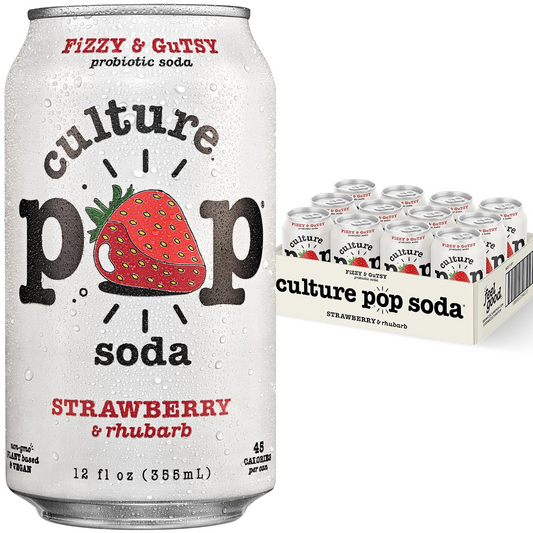 12oz Culture Pop Strawberry & Rhubarb Fizzy & Gutsy Probiotic Soda Drink