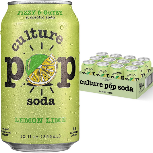 12oz Culture Pop Lemon Lime Fizzy & Gutsy Probiotic Soda Drink