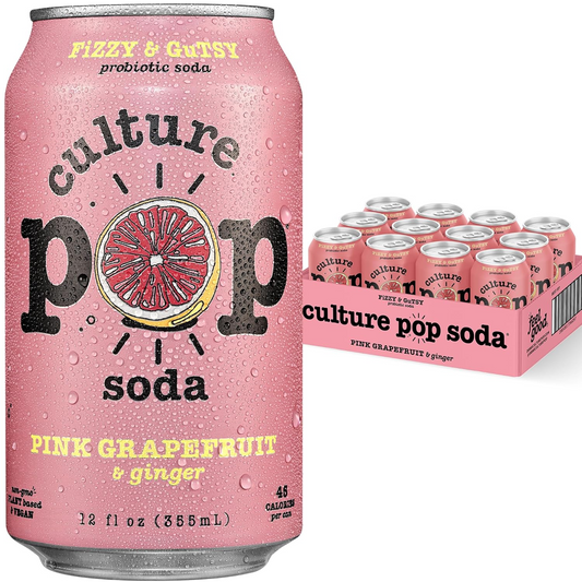 12oz Culture Pop Pink Grapefruit & Ginger Fizzy & Gutsy Probiotic Soda Drink