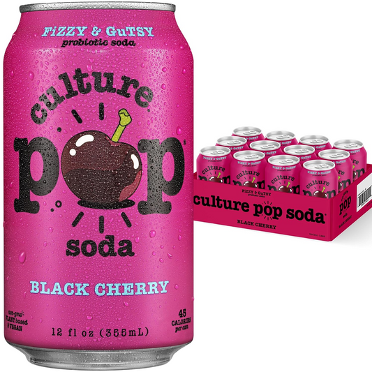 12oz Culture Pop Black Cherry Fizzy & Gutsy Probiotic Soda Drink