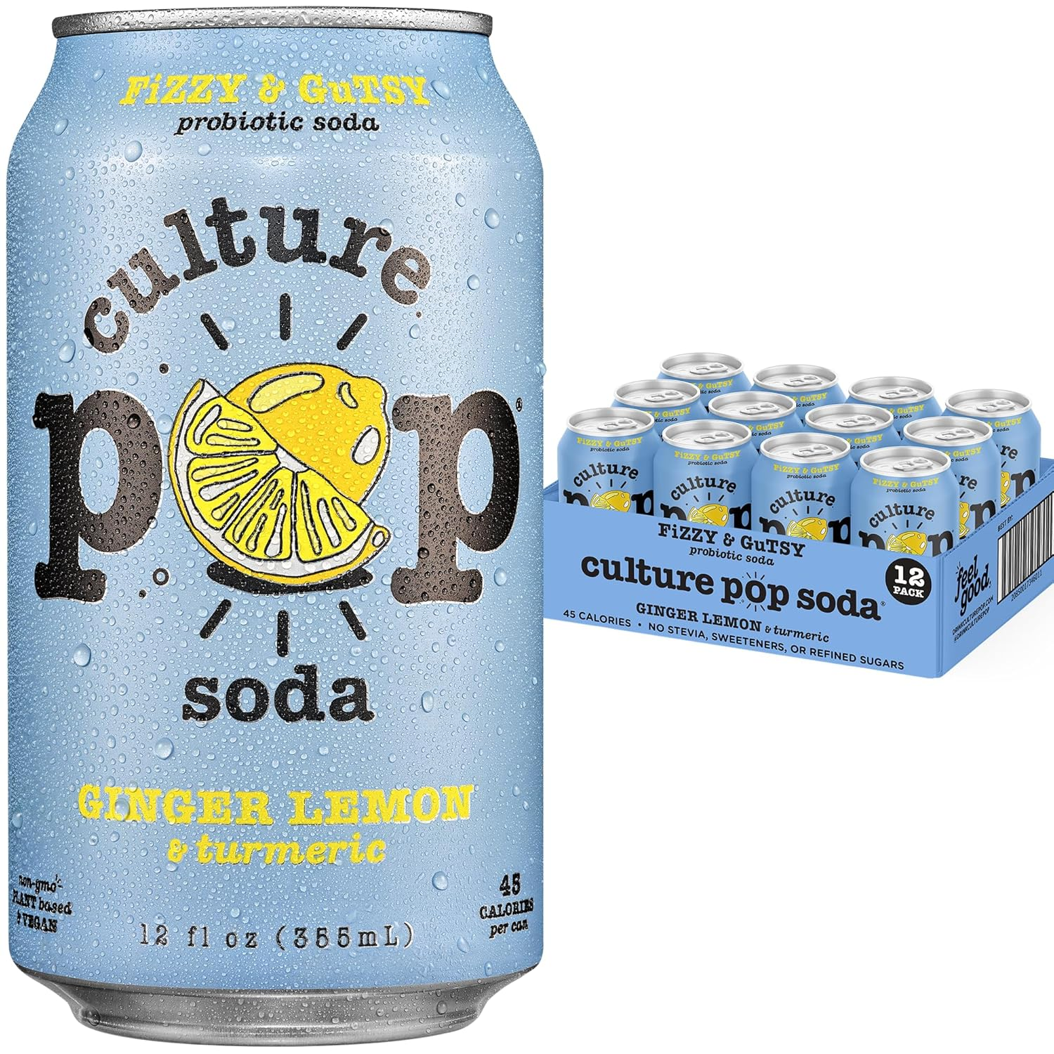 12oz Culture Pop Ginger Lemon & Turmeric Fizzy & Gutsy Probiotic Soda Drink