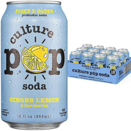 12oz Culture Pop Ginger Lemon & Turmeric Fizzy & Gutsy Probiotic Soda Drink
