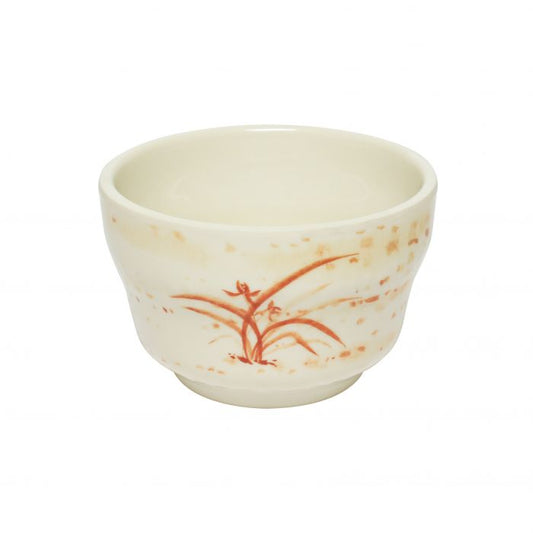 The Thunder Group Mug features a stone-colored design with elegant orchid accents, adding Asian flair to any table setting. Made from durable melamine, it’s BPA-free, break-resistant, shatter-resistant, lightweight, and stackable for easy storage. Dishwasher safe and NSF listed, this cup is perfect for serving milk tea, green tea, and other beverages at restaurants, catered events, or home use.