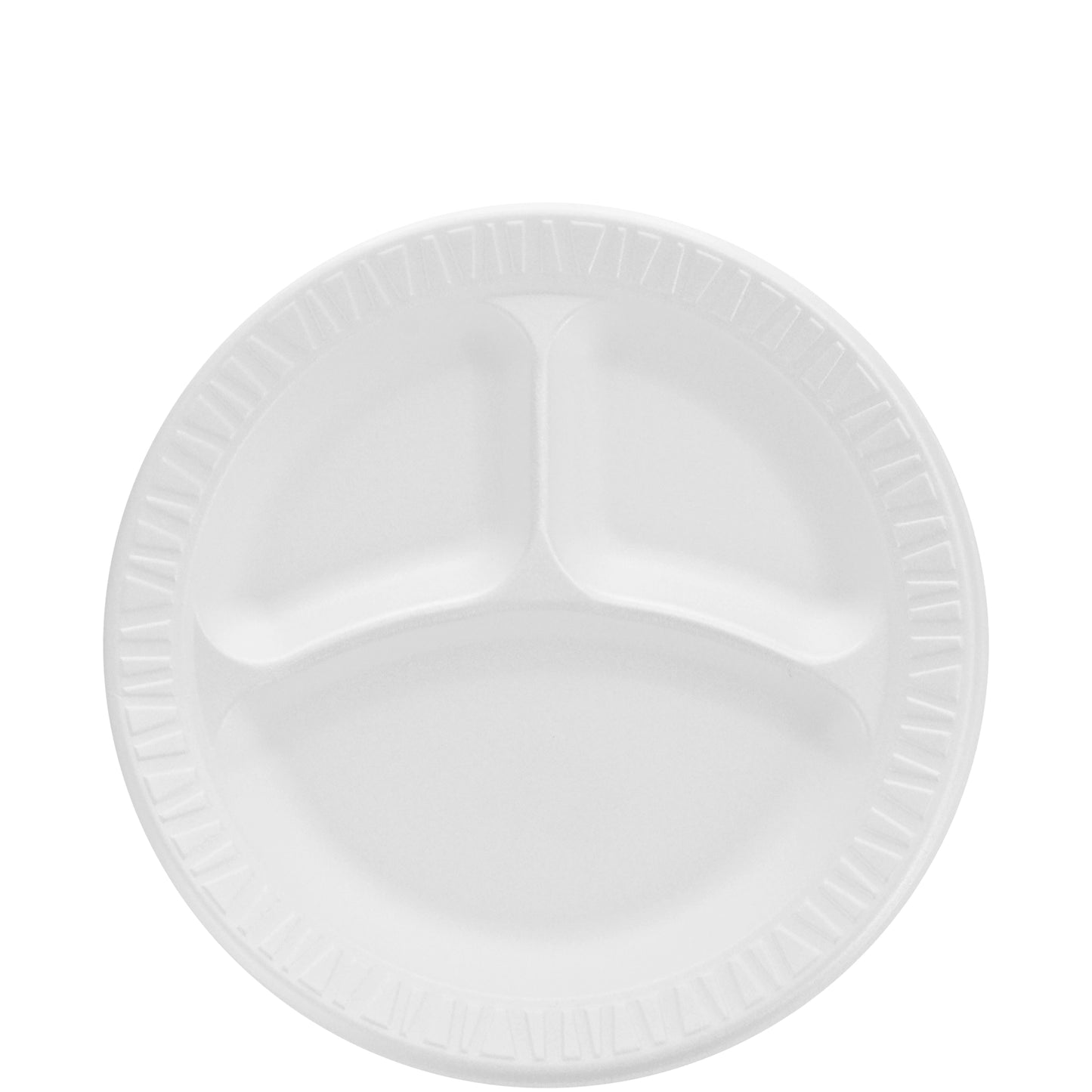 Dart 9CPWC Concorde 9inch 3 Compartment White Non Laminated Round Foam Plates