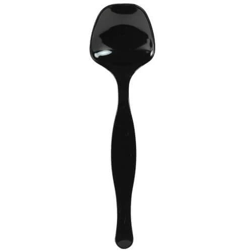 9" Serving Spoon – Black and clear plastic serving spoon for catering, buffets, and events. Durable, elegant, and disposable, perfect for serving salads, pasta, and side dishes at any occasion.