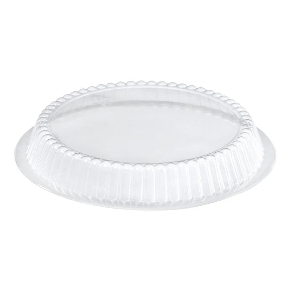 Clear dome lid for 7-inch and 9-inch trays. Perfect for food storage, catering, takeout, and meal prep. Keeps food fresh, secure, and visible with a durable, lightweight design.