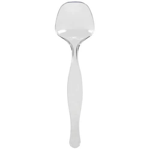 9" Serving Spoon – Black and clear plastic serving spoon for catering, buffets, and events. Durable, elegant, and disposable, perfect for serving salads, pasta, and side dishes at any occasion.