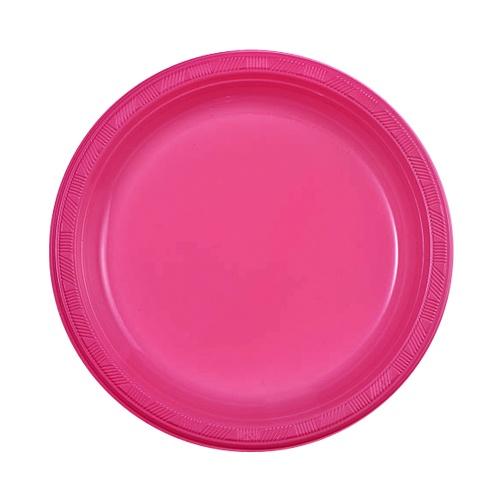 9" Disposable Plastic Plates in multiple colors – Red, White, Blue, Black, Gold, Silver, Pink, Light Blue, Hot Pink. Durable, leak-resistant, and perfect for parties, catering, and everyday use.