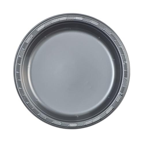 Silver plastic plates in 7", 9", and 10" sizes, perfect for weddings, anniversaries, corporate events, and parties. Durable, disposable, and elegant design for hassle-free dining and easy cleanup.