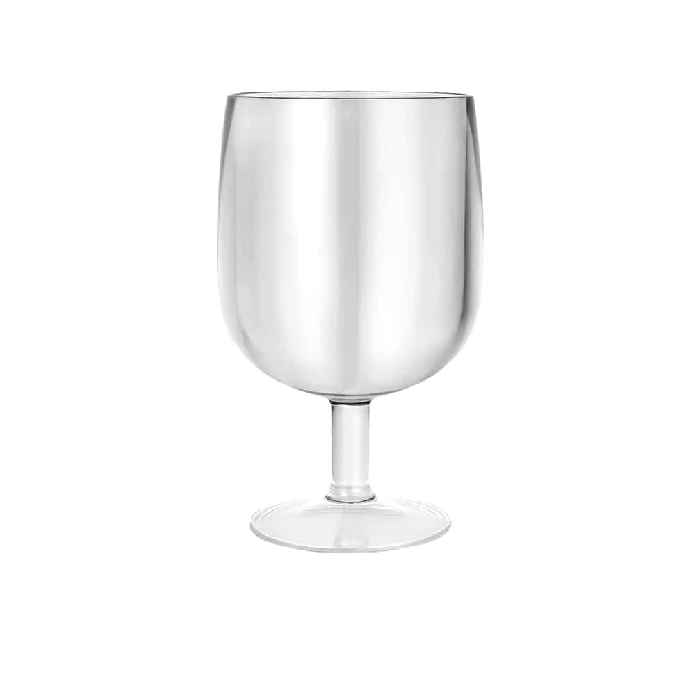 9oz acrylic short stem wine glass, shatter-resistant and reusable, perfect for serving red and white wine at weddings, parties, picnics, and events.
