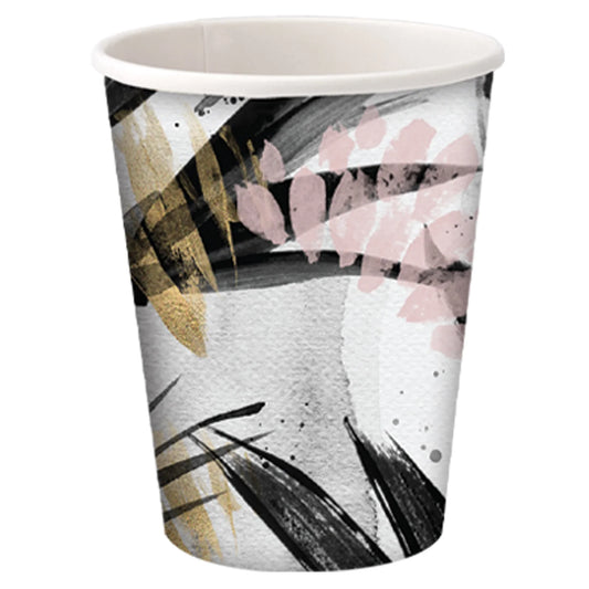 9oz Dusty Pink paper cup for hot and cold drinks. Durable, disposable, and elegant for weddings, birthdays, baby showers, and events. High-quality design for stylish beverage service.