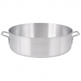 24-quart aluminum brazier with a 17-7/8" diameter stanton trading, designed for slow cooking and browning. Features a reinforced rim for durability and a 4.0mm thick construction for even heat distribution. Cover not included.