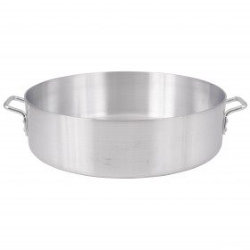 30-quart extra heavy-duty aluminum brazier with an 19-7/8" diameter stanton trading, ideal for slow cooking and browning. Made with a 6.0mm thick reinforced rim for enhanced durability and even heat distribution. Cover not included.