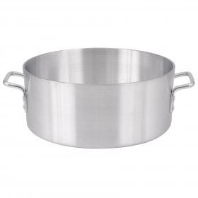 8-quart extra heavy-duty aluminum brazier with an 11" diameter stanton trading, ideal for slow cooking and browning. Made with a 6.0mm thick reinforced rim for enhanced durability and even heat distribution. Cover not included.