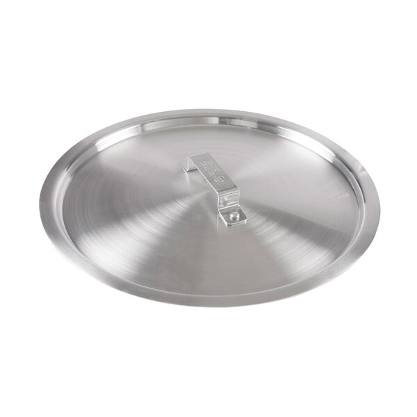 durable aluminum lid stanton trading designed to fit a 20-quart brazier. It features a sturdy handle for easy lifting and a snug fit to help retain heat and moisture while cooking. A perfect addition to professional or home kitchens.