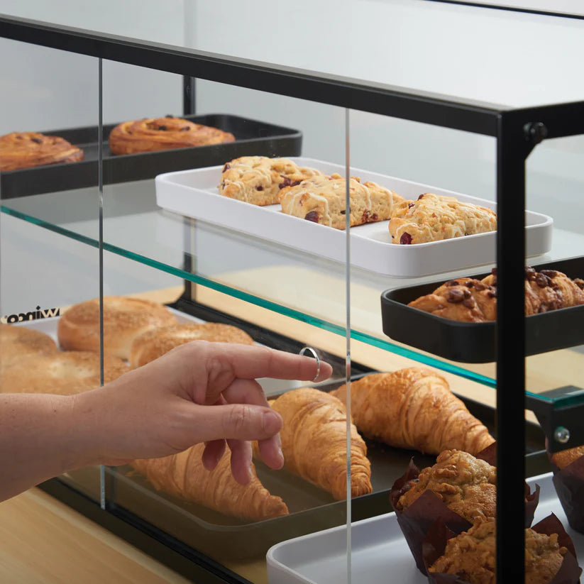 ADCG-2216/ADCG-3616, 2-Tier, Tempered Glass, Alu Frame, Rear Open Ambient Display Case