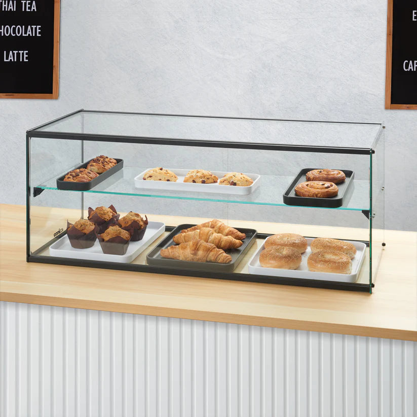 ADCG-2216/ADCG-3616, 2-Tier, Tempered Glass, Alu Frame, Rear Open Ambient Display Case