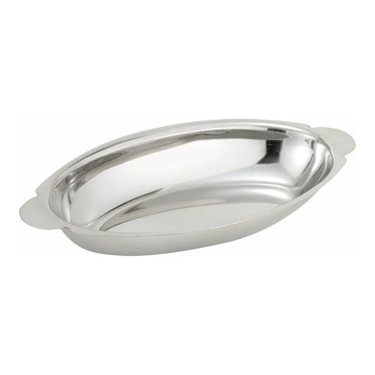 Winco ADO-12 to ADO-8 12oz to 8oz Stainless Steel Au Gratin Dishes