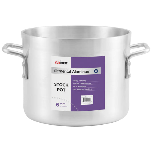 Winco ALHP-100-80, 12-160 Qt, 6mm Elemental Aluminum Stock Pots