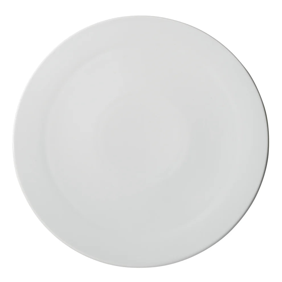 Winco APP-12/APP-14, 12" & 14" Round Flat White Porcelain Pizza Plates, 1 Doz/Case