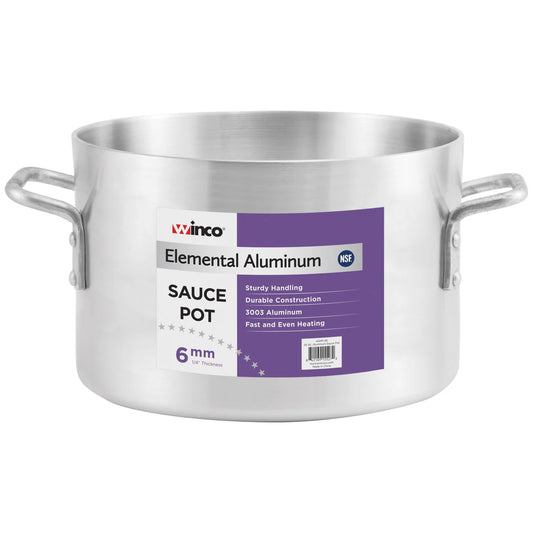 Winco ASHP-08 to ASHP-60, 6mm 8-60 Qt Elemental Aluminum Sauce Pot