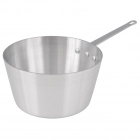 5-1/2 quart aluminum sauce pan stanton trading, 10-inch diameter, heavyweight 3.0mm thick construction, featuring a riveted handle for durability. Cover not included.