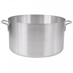 40-quart sauce pot stanton trading made of extra heavy-duty aluminum (6.0mm thickness) for superior durability and heat distribution. It has an 17-7/8" diameter, a reinforced rim, and sturdy side handles for easy handling. Perfect for professional and home kitchens. Lid sold separately. 