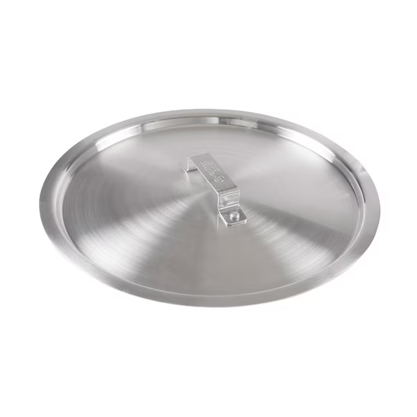 durable aluminum lid stanton trading designed to fit a 60-quart sauce pot. It features a sturdy, riveted handle for easy lifting and a secure fit to help retain heat and moisture while cooking. A great addition for professional and home kitchens.