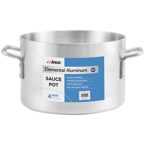 Winco ASSP-08 to ASSP-40, 4mm 8-40 Qt Elemental Aluminum Sauce Pot