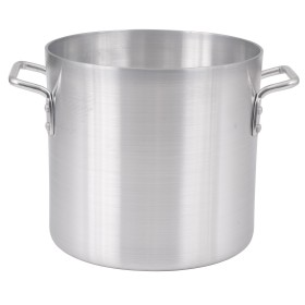 12-quart stock pot stanton trading is made from standard heavy aluminum with a 4.0mm reinforced rim, ensuring durability and even heat distribution. With a 9-3/4 inch diameter, it is ideal for soups, stews, and boiling. Perfect for commercial and home kitchens! Lid sold separately.