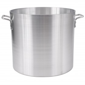 32-quart stock pot stanton trading is constructed from extra heavy aluminum with a 6.0mm reinforced rim, providing superior heat retention and durability. With a 13-7/8 inch diameter, it's perfect for making soups, stews, and boiling large batches. A reliable choice for both commercial and home kitchens! Lid sold separately.