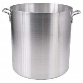 60-quart stock pot is constructed from extra heavy aluminum with a 6.0mm reinforced rim, providing superior heat retention and durability. With a 16-inch diameter, it's perfect for making soups, stews, and boiling large batches. A reliable choice for both commercial and home kitchens! Lid sold separately.