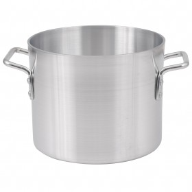 8-quart stock pot stanton trading is made from standard heavy aluminum with a 4.0mm reinforced rim, ensuring durability and even heat distribution. With a 9-inch diameter, it is ideal for soups, stews, and boiling. Perfect for commercial and home kitchens! Lid sold separately.
