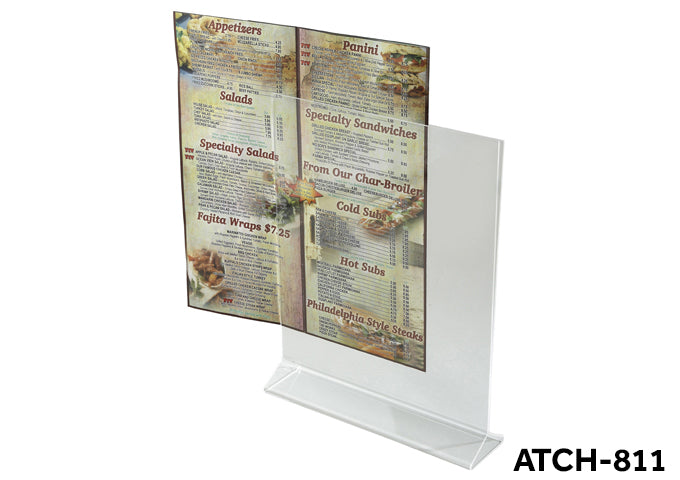Winco ATCH-46 to ATCH-811 4"x6" to 8"x11" Acrylic Table Sign Holder