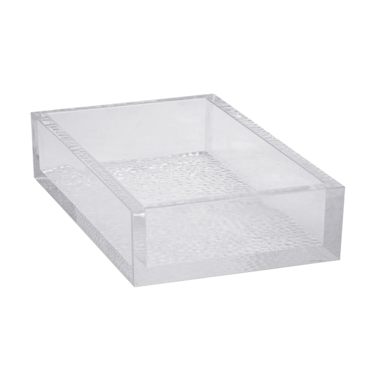 Acrylic bistro napkin holder with a sleek, modern design, perfect for organizing napkins in restaurants, cafés, and homes while adding a stylish touch to any dining space.
