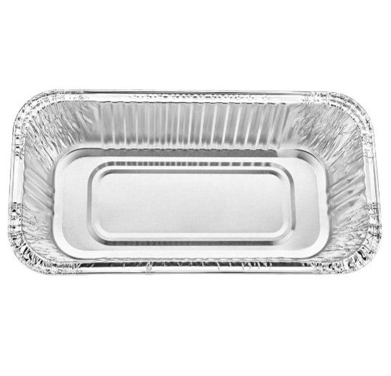 Heavy-duty aluminum loaf pan in 1lb, 2lb and 5lb sizes for baking bread, meatloaf, and cakes. Oven-safe, disposable, and perfect for home bakers, catering, and meal prep.