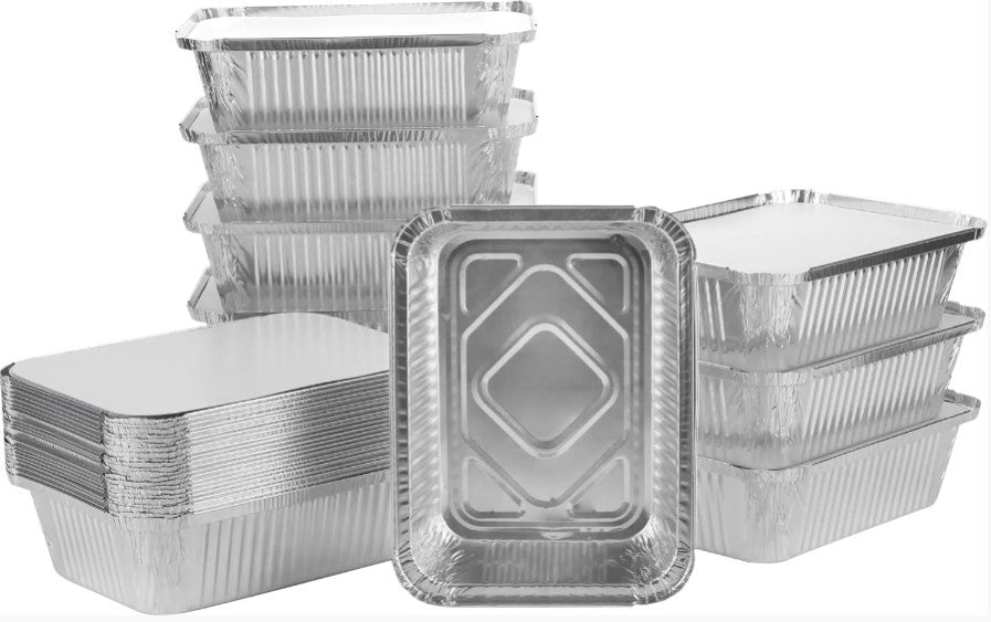 Durable 5lb aluminum oblong pan for baking, roasting, and catering. Disposable, heavy-duty foil tray for food prep, storage, and takeout. Ideal for home, restaurants, and events.