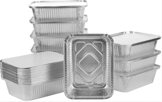 Durable 5lb aluminum oblong pan for baking, roasting, and catering. Disposable, heavy-duty foil tray for food prep, storage, and takeout. Ideal for home, restaurants, and events.