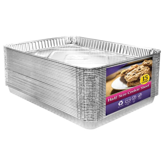 Aluminum cookie sheet for baking, roasting & meal prep. Durable, disposable, oven-safe & recyclable. Perfect for home kitchens, catering, and commercial baking. Ensures even heat for great results.